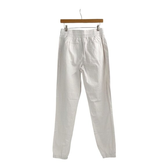 NWT American Tall Womens Medium T Pull On Linen Blend Jogger Pants White Chic - Picture 2 of 9